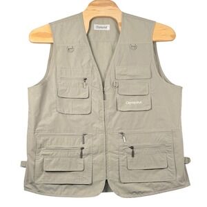 OlympinA XL Utility Vest Khaki 14 Pockets Fishing Safari Tactical Gorpcore EUC